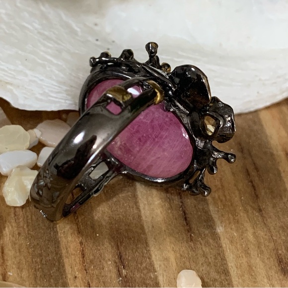 Artist Crafted Ruby & Gemstone Coastal Sterling & 14 kt Ring - Picture 9 of 10